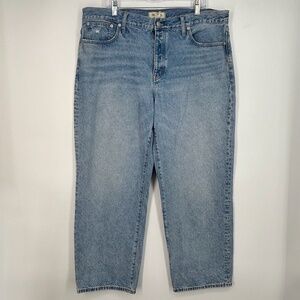 Madewell Womens 33 Low-Slung Straight Jeans Medium Blue 100% Cotton Button Fly
